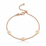 Load image into Gallery viewer, 14k gold  Mystic 3 charm single diamond eye bracelet