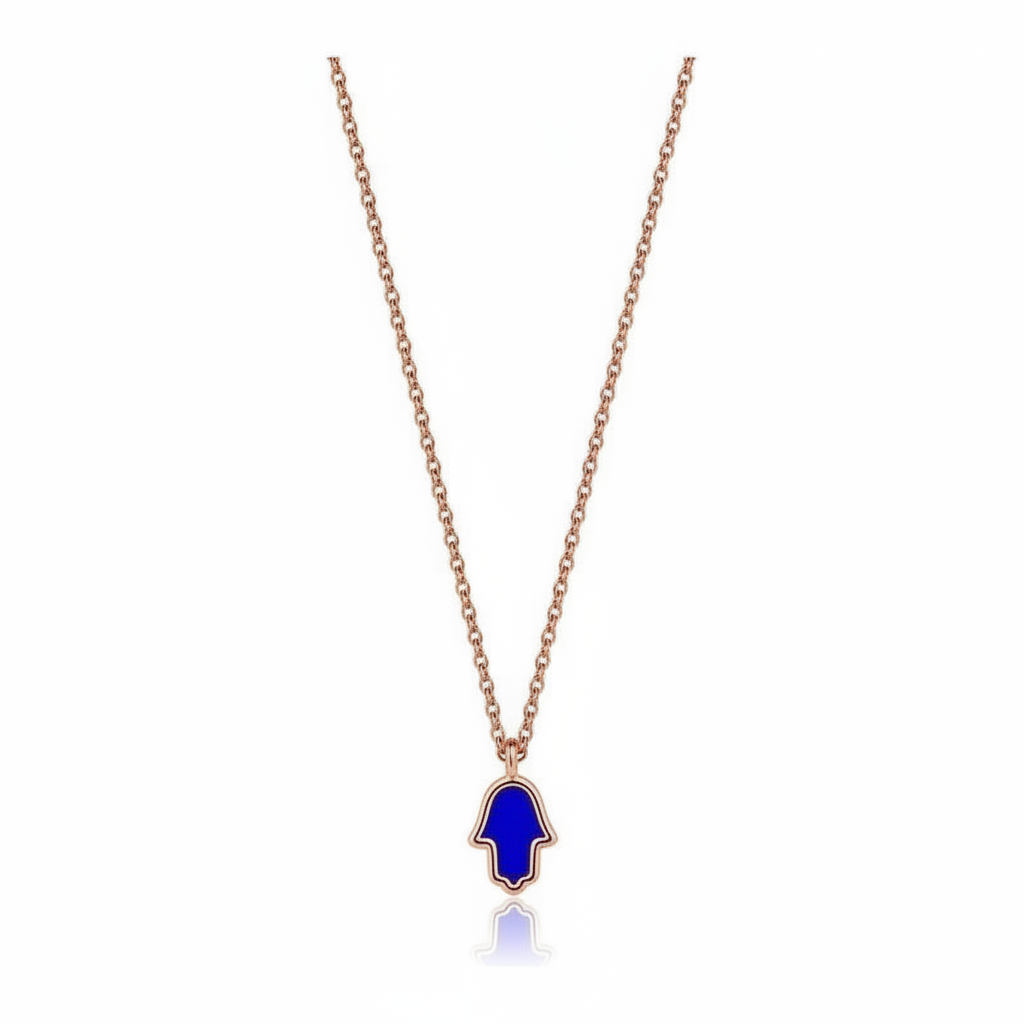 14k gold Mystic Gold Hamsa Enamel Necklace