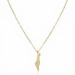 Load image into Gallery viewer, 14K Gold Star Israel Map Necklace Paperclip