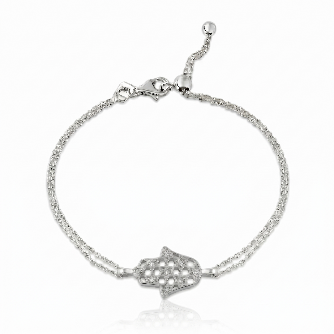 14K gold Honeycomb hamsa bracelet