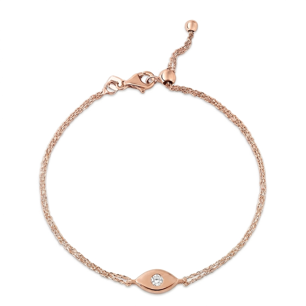 14K gold single diamond 1cm lucky eye Bracelet