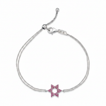 Load image into Gallery viewer, 14k gold Classic star of David bracelet Pink sapphire