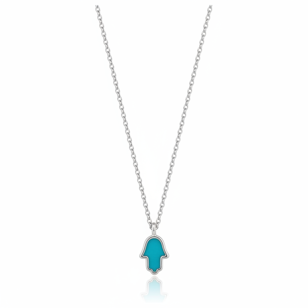 14k gold Mystic Gold Hamsa Enamel Necklace