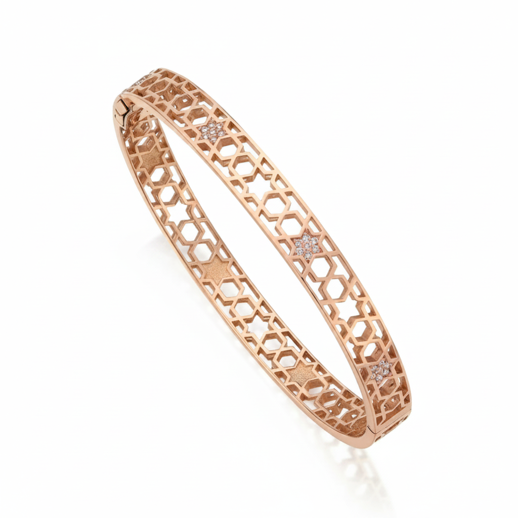 14k gold Honeycomb bangle