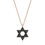 Load image into Gallery viewer, 14k gold Classic star of David necklace Black diamonds