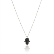14K Gold Hamsa Necklace Black diamonds