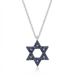 Load image into Gallery viewer, 14k gold Classic star of David necklace Blue sapphire