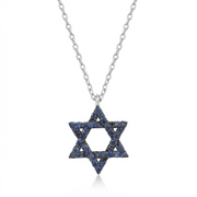 14k gold Classic star of David necklace Blue sapphire