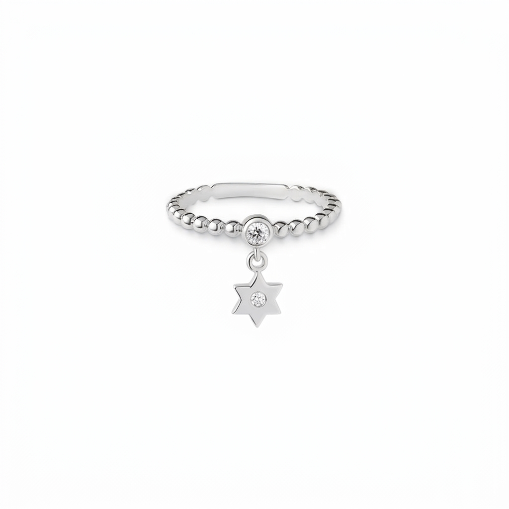 14k gold single Star of David charm ring