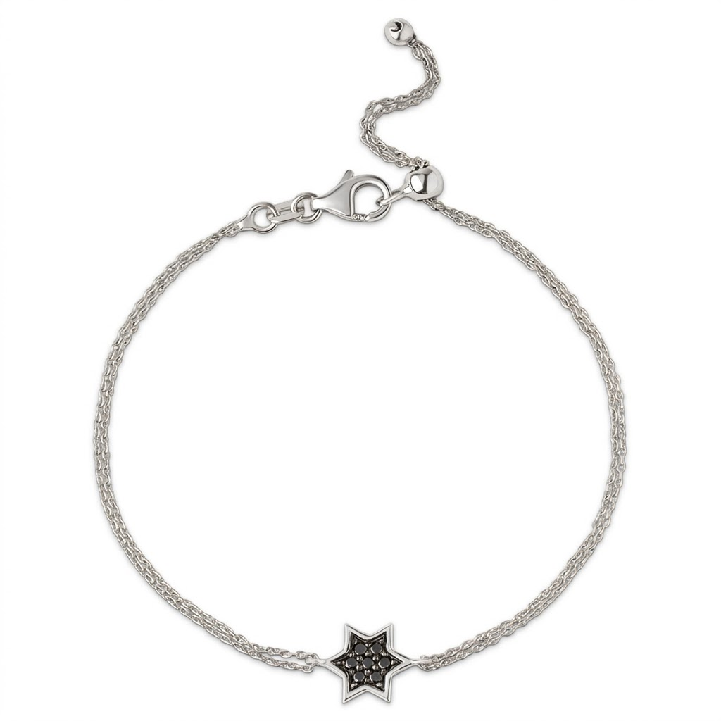 14k gold 1cm full star of David Black diamonds