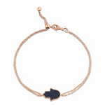 Load image into Gallery viewer, 14K gold Large hamsa bracelet Blue sapphire