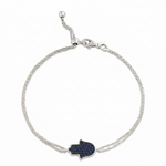 Load image into Gallery viewer, 14K gold Large hamsa bracelet Blue sapphire