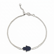 14K gold Large hamsa bracelet Blue sapphire