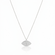14K gold single diamond 1cm lucky eye necklace