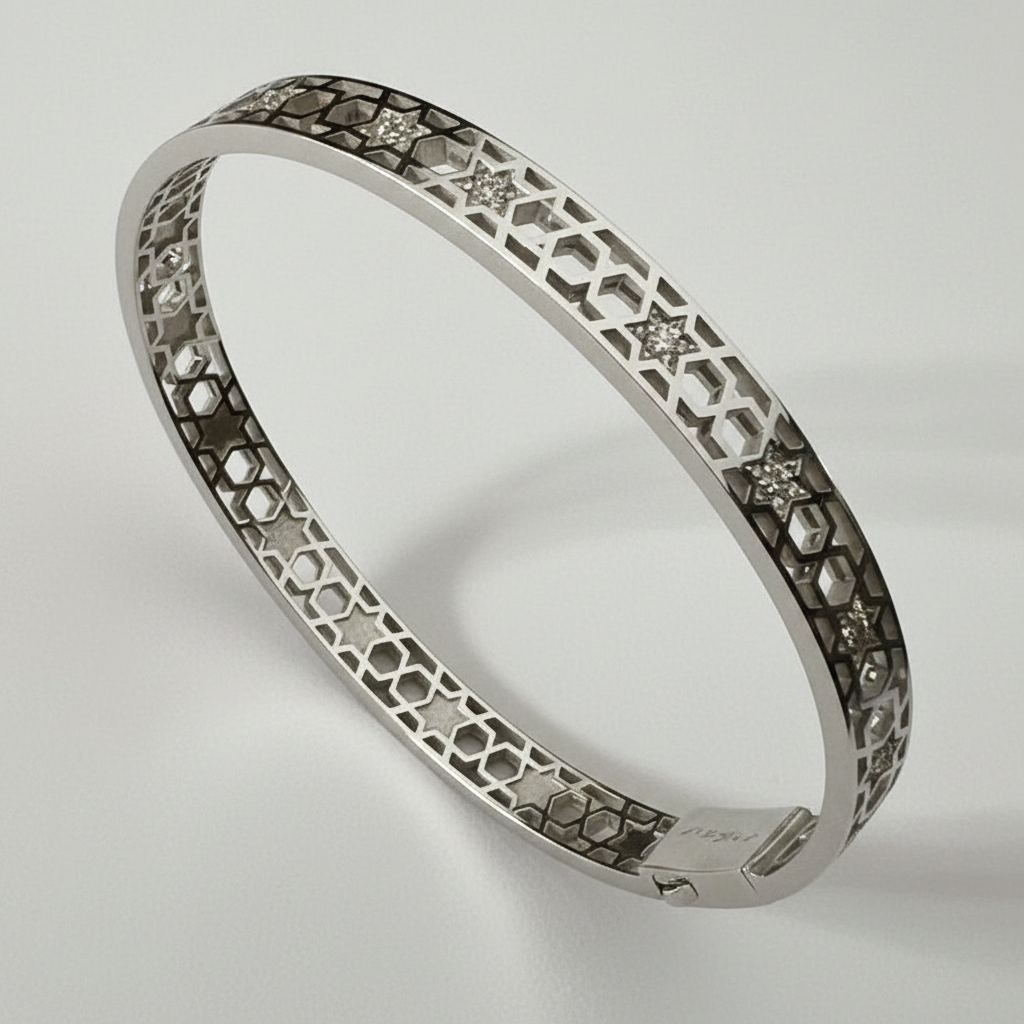 14k gold Honeycomb bangle full diamonds