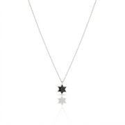 14k gold 1cm full star of David Black diamonds necklace