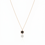 Load image into Gallery viewer, 14k gold 1cm full star of David Black diamonds necklace