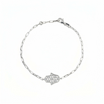 Load image into Gallery viewer, 14K gold Honeycomb hamsa bracelet paperclip