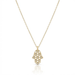 Load image into Gallery viewer, 14K gold Honeycomb hamsa necklace