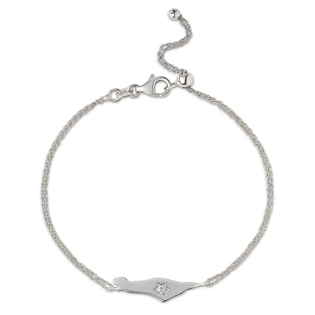 14K Gold star diamond Map of Israel bracelet