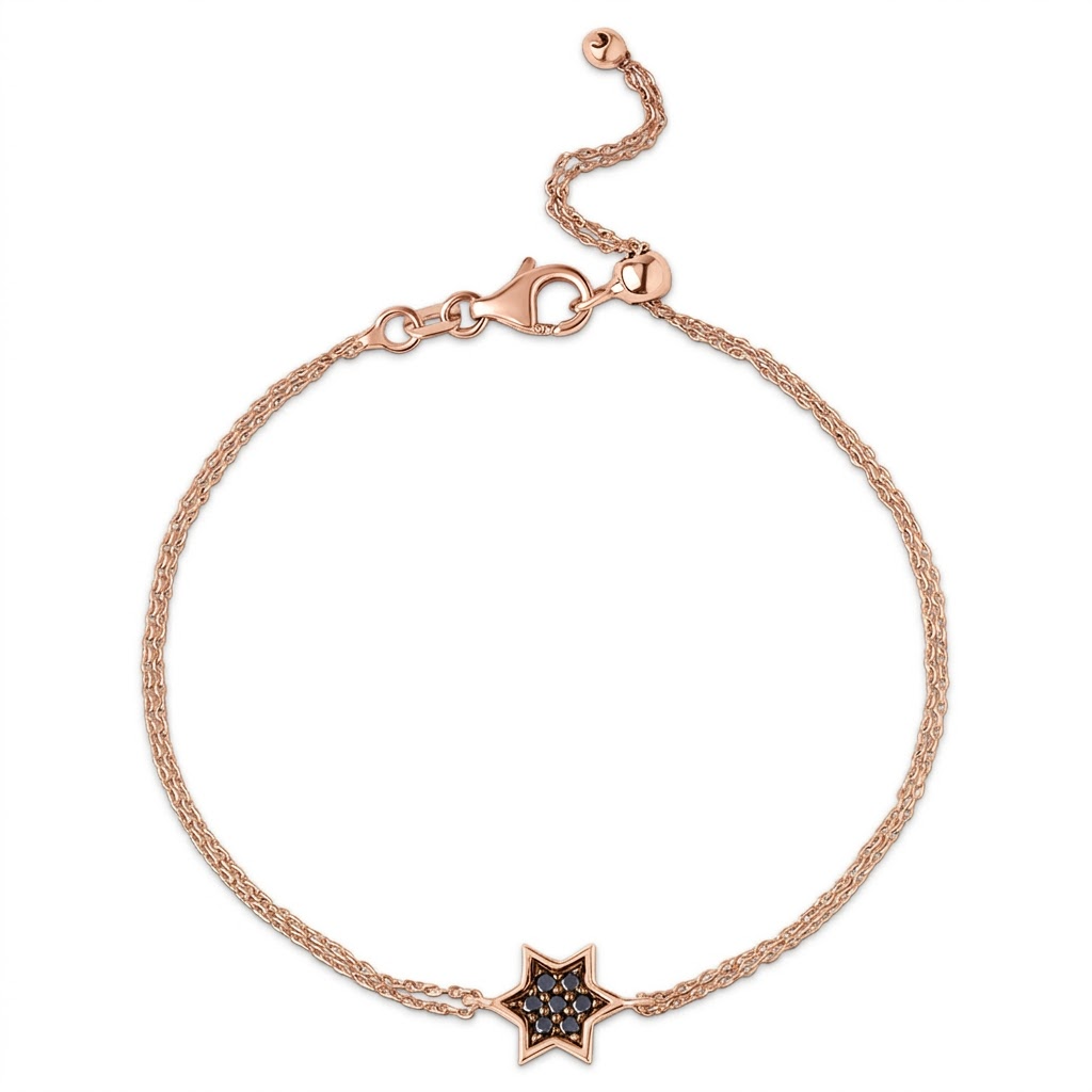 14k gold 1cm full star of David Black diamonds