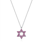Load image into Gallery viewer, 14k gold Classic star of David necklace Pink sapphire
