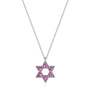 14k gold Classic star of David necklace Pink sapphire