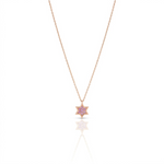 Load image into Gallery viewer, 14k gold 1cm full star of David Pink sapphire necklace