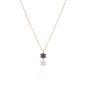 14k gold 1cm full star of David Blue sapphire necklace