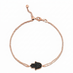 Load image into Gallery viewer, 14K gold Large hamsa bracelet Black diamonds