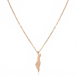 Load image into Gallery viewer, 14K Gold Star Israel Map Necklace Paperclip