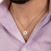 14k gold men flat braided  Star Necklace