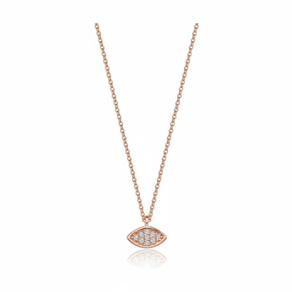 14k gold Mystic Gold, Full Diamond Eye Necklace