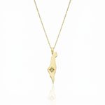 Load image into Gallery viewer, 14K Gold Diamond North Star Israel Map Necklace