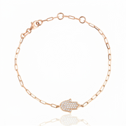 14K gold Large hamsa bracelet paperclip