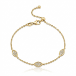 Load image into Gallery viewer, 14k gold  Mystic 3 charm full diamond eye bracelet