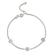 14k gold  Mystic 3 charm full diamond star bracelet