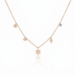 Load image into Gallery viewer, 14k gold Dangling Multi Charm single star necklace