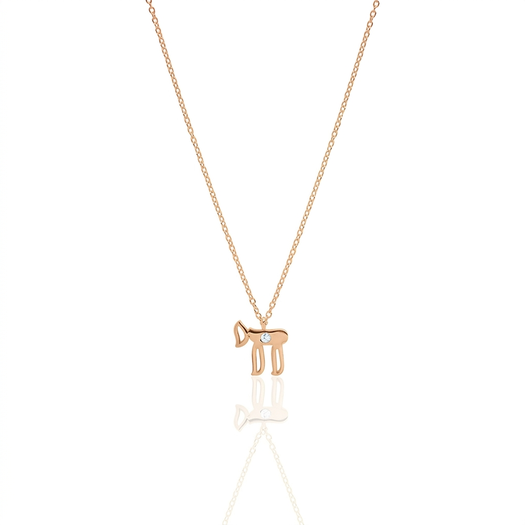 14k gold medium single diamod hai necklace