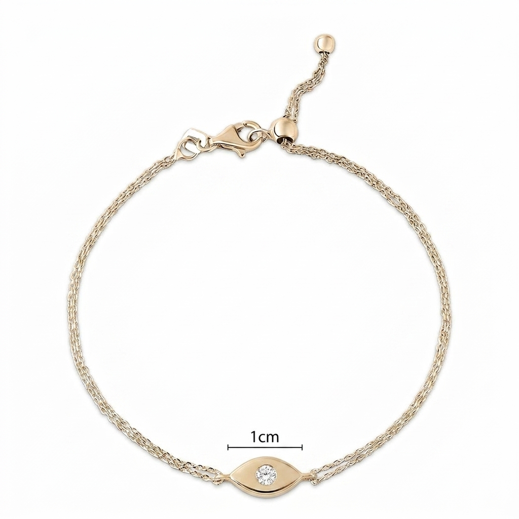 14K gold single diamond 1cm lucky eye Bracelet