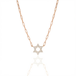 Load image into Gallery viewer, 14k gold Large Classic Star of David necklace paperclip