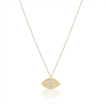 Load image into Gallery viewer, 14K gold single diamond 1cm lucky eye necklace