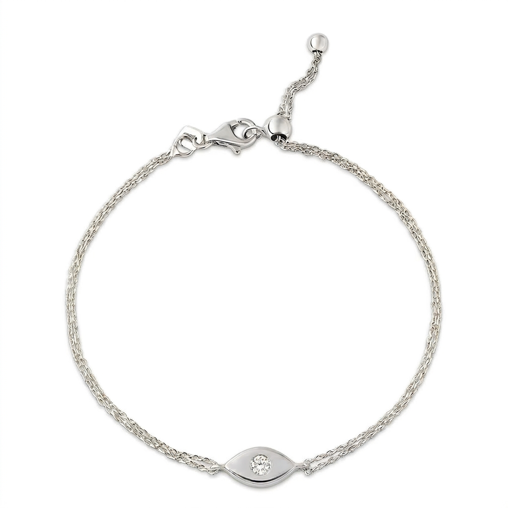 14K gold single diamond 1cm lucky eye Bracelet