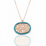 Load image into Gallery viewer, 14k gold turquoise Shema Israel necklace