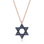 Load image into Gallery viewer, 14k gold Classic star of David necklace Blue sapphire