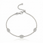 Load image into Gallery viewer, 14k gold  Mystic 3 charm full diamond eye bracelet