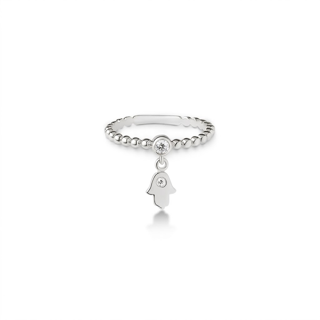 14k gold single Hamsa charm ring