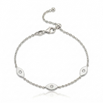 Load image into Gallery viewer, 14k gold  Mystic 3 charm single diamond eye bracelet