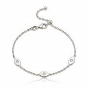 14k gold  Mystic 3 charm single diamond eye bracelet