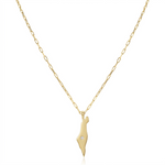 Load image into Gallery viewer, 14K Gold Israel Map Diamond Paperclip Necklace